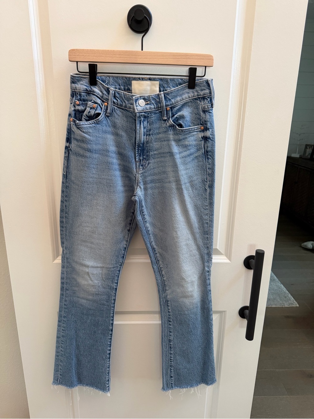 MOTHER Light Blue Cropped Straight Jeans